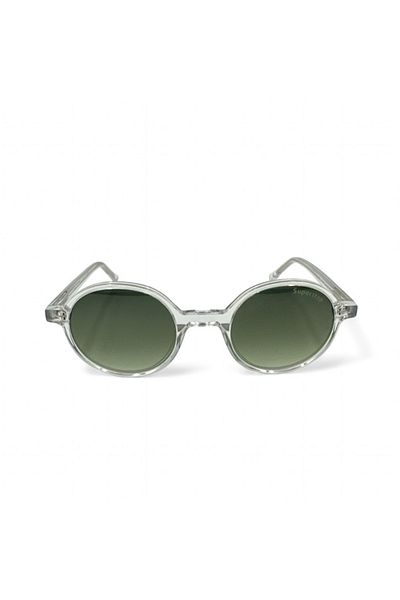SuperStep Transparent Framed Sunglasses with Green Lenses
