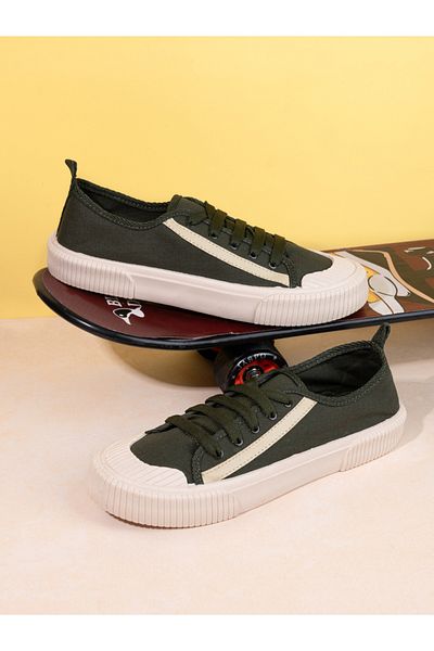 Styli Tape Detail Canvas Lace Up Sneakers