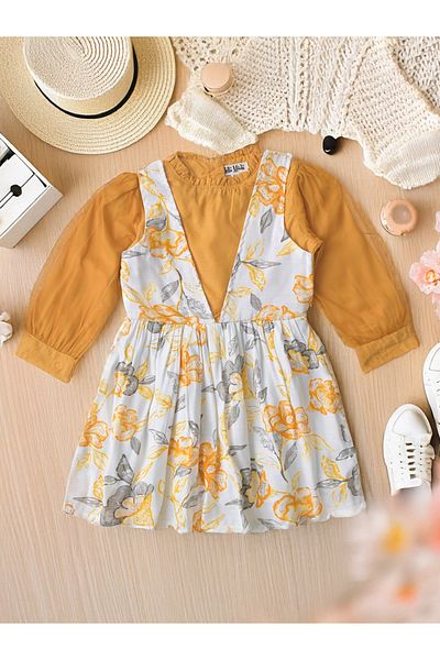 Bella Moda By Styli Floral Print Fit and Flare Balloon Sleeves Dress