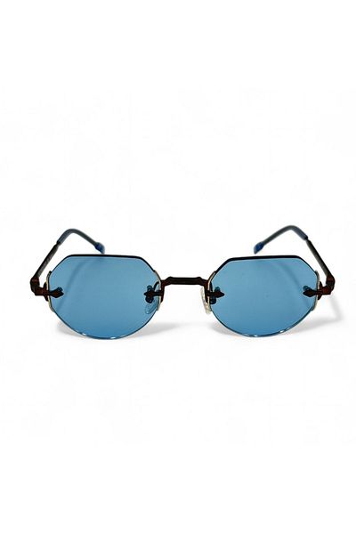 SuperStep Octagonal Framed Blue Sunglasses - With Lenses