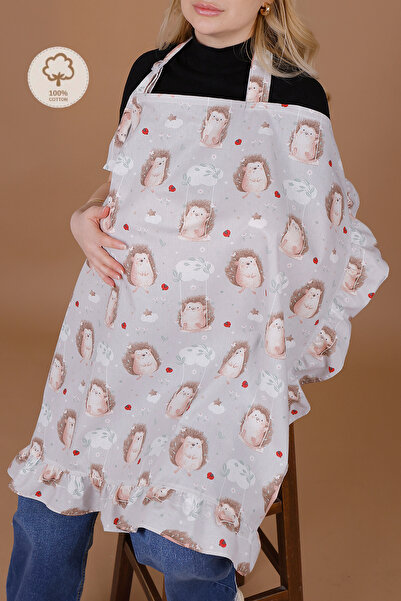 JUNİPERUS Fırfırlı Organik Kirpi Balenli Çok Amaçlı Emzirme Örtüsü