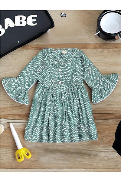 Bella Moda By Styli All-Over Print Button Detail Dress