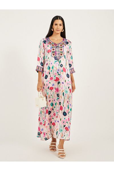 Maxim Creation By Styli Printed Stain Embroidered A-Line Kaftan