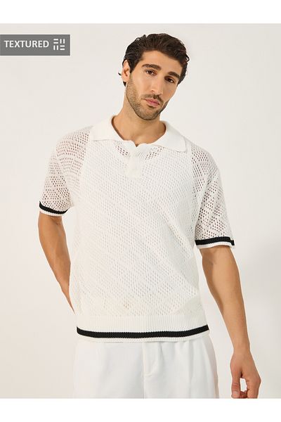 Styli Textured Knitted Regular Fit Polo T-Shirt