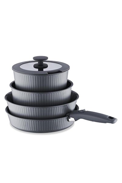 KORKMAZ Gray Nova Pratika 8 Piece Cookware Set A2792-1