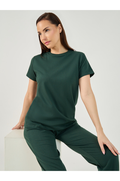 Styli Solid Round Neck T-Shirt and Pyjama Set