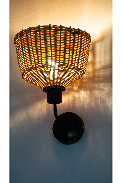 rattam شمعدان راتان مصنوع يدويًا - إضاءة حائط طبيعية وأنيقة (25 × 30 سم)