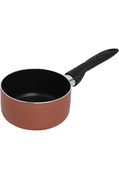 Trust Pro Non Stick Sauce Pan Without Lid & 2 Layered Aluminium Coating, 16 cm, Brown