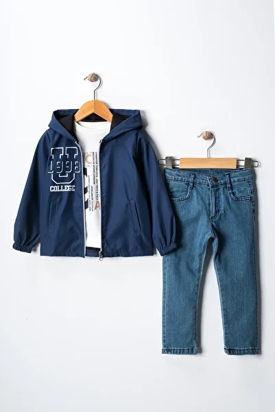 tinytrends Baby Boy & Child Holiday 3 Piece Jeans Tshirt Hooded Seasonal Jacket
