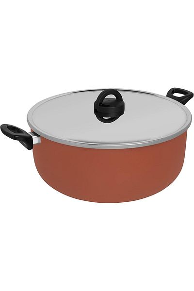 Trust Pro Non Stick Stew Pot with 2 Layered Aluminium Coating, 36 cm, Brown