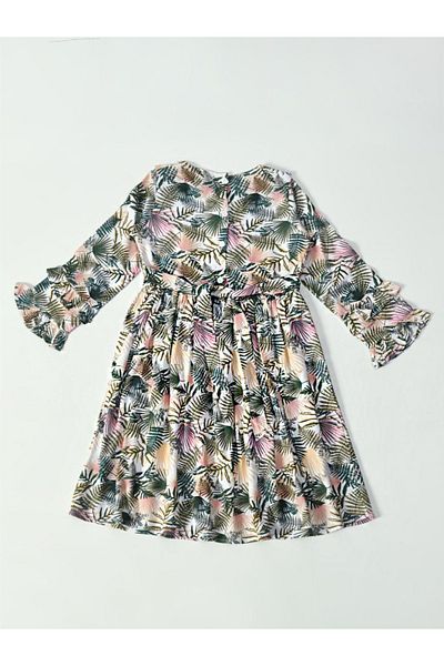 Bella Moda By Styli فستان بأكمام طويلة وتفاصيل أزرار وطباعة كاملة