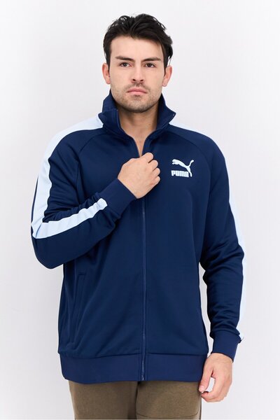 Puma Men Sportswear Fit T7 Long Sleeves Training Track Sweatshirt, Navy