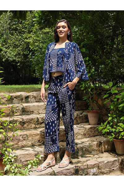 Sanskrutihomes By Styli قميص قطني مطبوع وبنطلون بيجاما مستقيم