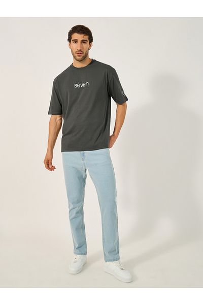 Styli Slogan Print Crew Neck Oversized T-Shirt