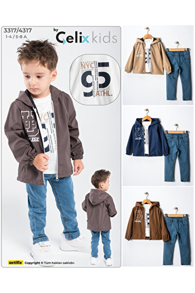 tinytrends Baby Boy & Child Holiday 3 Piece Jeans Tshirt Hooded Seasonal Jacket