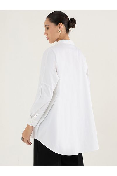 Femmella By Styli Oversized Spread Collar Cotton Shirt