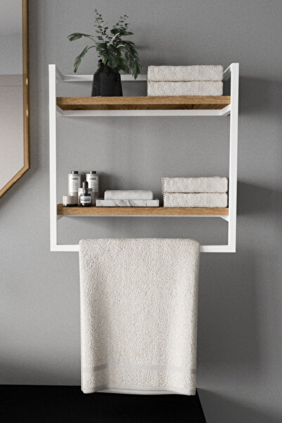 AJU Suport pentru prosoape 2 niveluri Raft montat pe perete Accesorii Umeraș pentru șal Baie Organizator pentru bucătărie Raft multifuncțional