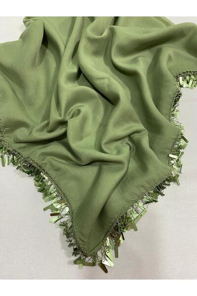 Cenk Tığ Oyası Pullu Yeşil Cenk Yazma 4 Kenar İşlemeli