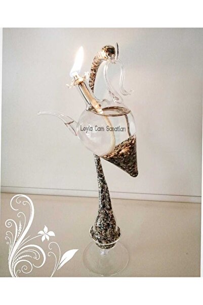 LEYLA CAM SANATLARI CAM ÜFLEME KANDİL ASMALI MODEL (doğal kumlu) + 100 ml KAN...