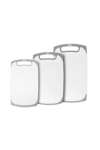 HIC Cutting Board Set Silicone Handle 3 Pcs Gray Color