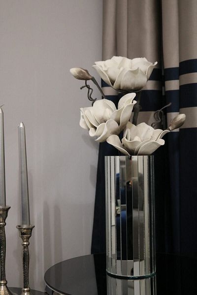 Yerel Üretici 20 cm White Mirrored Round Vase