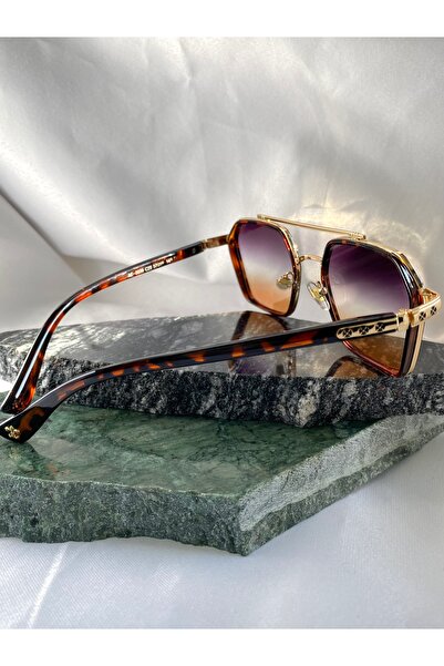 Mazzy Square Leopard Edged Gradient Transition Glass Women's Sunglasses