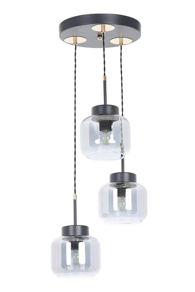 MŞ Aydınlatma Kama Black Gold 3 Smoked Glass Pendant Lamp Chandelier