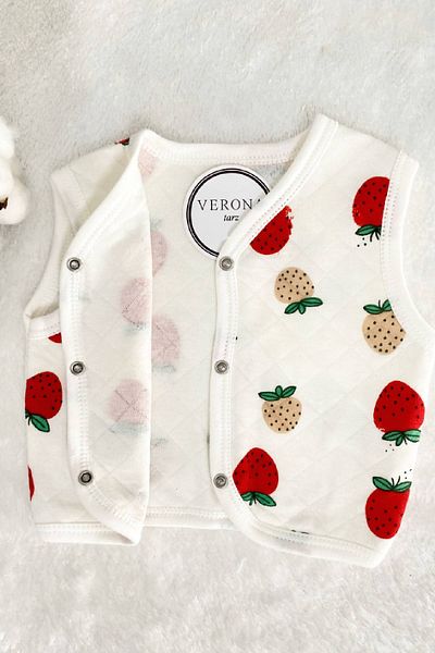 VERONA TARZ Baby Girl and Boy Seasonal Thin Vest 100% Cotton One Size Fruit Pattern 9-12 Months