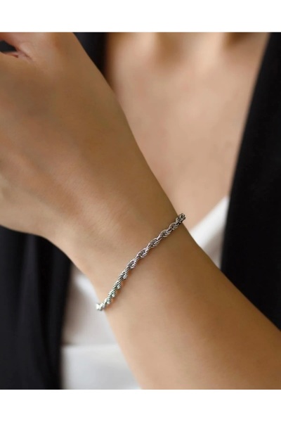 Vitastyle Steel Rope Chain Silver Twist Bracelet