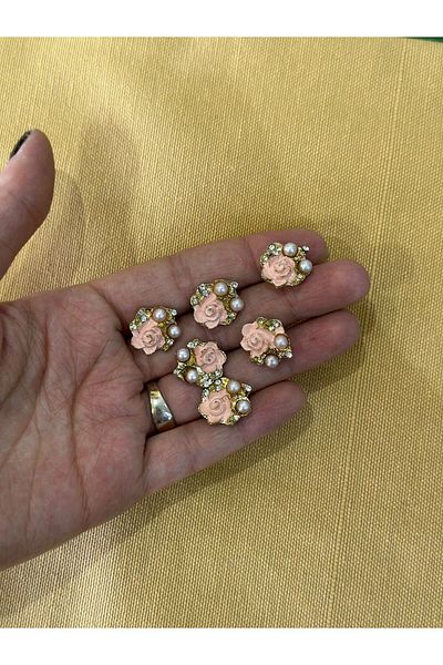 Gönülden Tasarım Set de nasturi cu flori roz de 1 cm, 6 buc