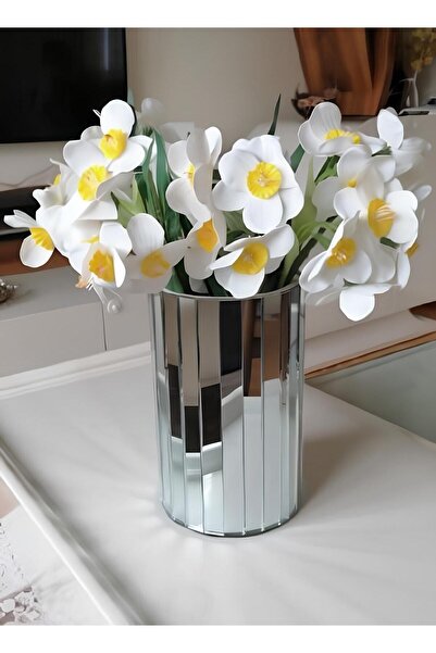 extrasepetim Γνήσιο στρογγυλό βάζο με καθρέφτη 20 εκ. Λευκό (ΑΣΗΜΕΝΙΟ)