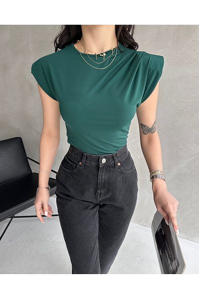 Fav Style Women's Crew Neck Padded Tank Top Emerald Green