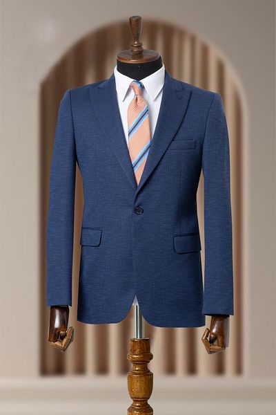 Sergio Ferraro Light Navy Blue Italian Style Slim Fit Men's Blazer Jacket