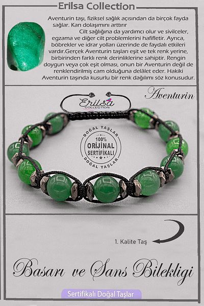 Erilsa Certified Aaa+ Natural Terahertz - Aventurine - Success and Luck Bracelet