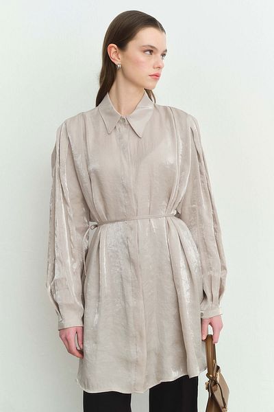 Hooopstore Πουκάμισο Creon Satin Look Stone