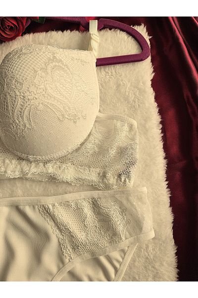 nesterinzar Women's Supported Padded Underwire (Wired) Lace Bra Set
