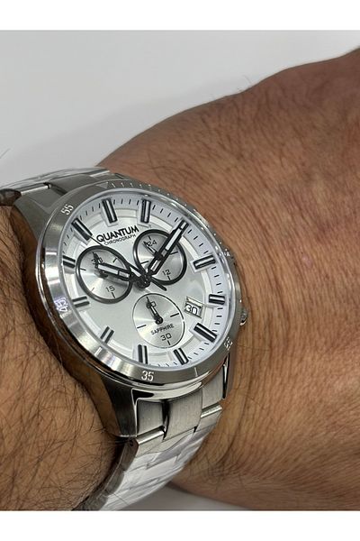 Quantum White Dial Saphire Povertech Special Series 100% Steel Chorograph 100 m 45 mm