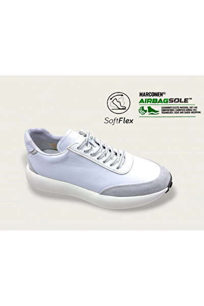 MARCOMEN Genuine Leather Men's White Sneakers