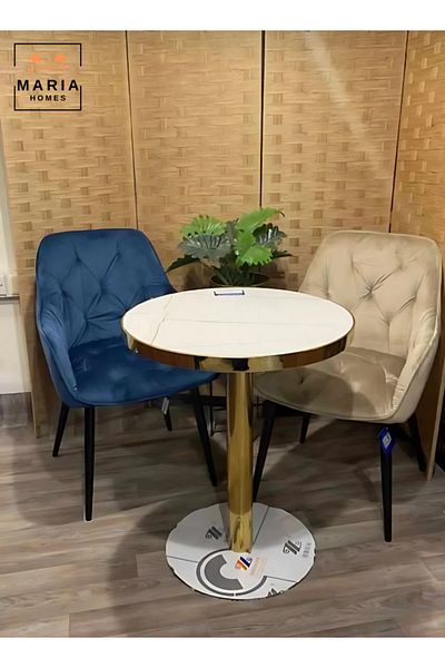 MARIA HOMES Elegant Velvet Accent Chair – 87x50x55 cm, Tufted Upholstery, Padded Armrests, and Sturdy Metal Legs