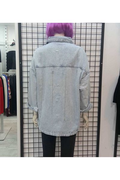Butik Şans Дънково яке с удобна кройка и джобове с камъни