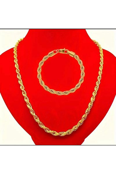 dukart Trendlover Gold Colored Twist Necklace & Bracelet Set