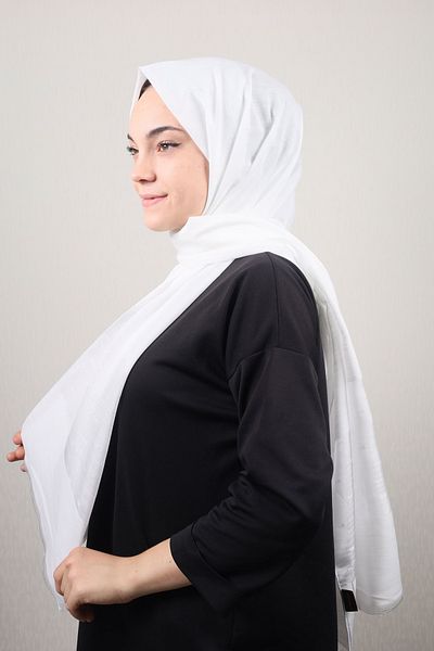 Minelli Exclusive Organized Tulle Shawl - Pattern-01 - White
