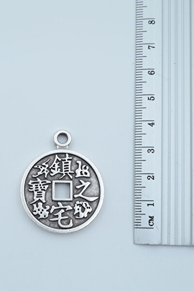 Bu Farklı Mistik Bereket: Feng Shui Çin Şans Parası Kolye Deri İp Detaylı Gümüş Kaplama Unisex