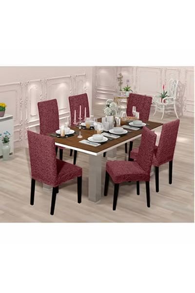 Evory Home 6 Pieces Pleated Ruffle Skirt Dining Chair Cover Stretch Removable Washable for Kitchen Home Party