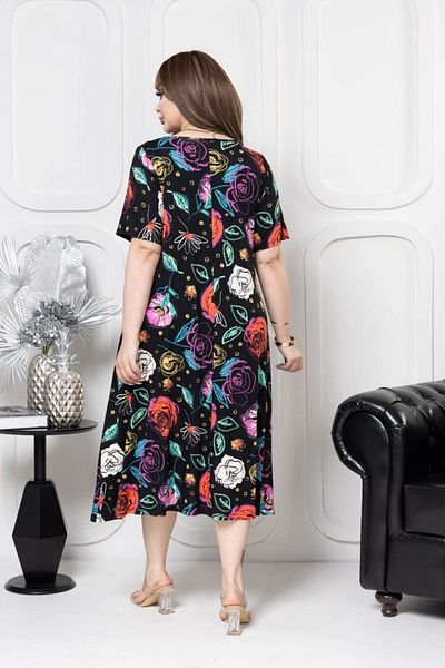 sinemisxxl Colorful Lycra Short Sleeve Viscose Plus Size Dress