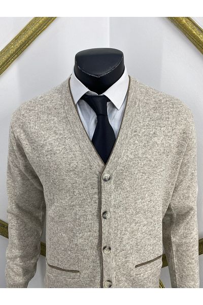 Sadık Collection Fire Knitwear Ανδρική Ζακέτα με λεπτομέρεια τσέπης με λαιμόκοψη V 6520