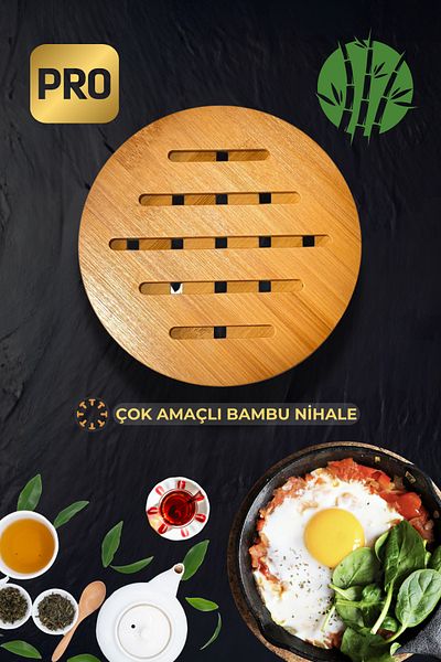 Ülgenev Bamboo Round Trivet 19 cm – Perforated Heat Resistant Pot and Pan Mat