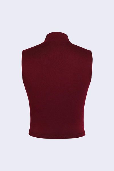 World Fashion Trends 6071 Αμάνικη μπλούζα με κορδόνια μπορντό