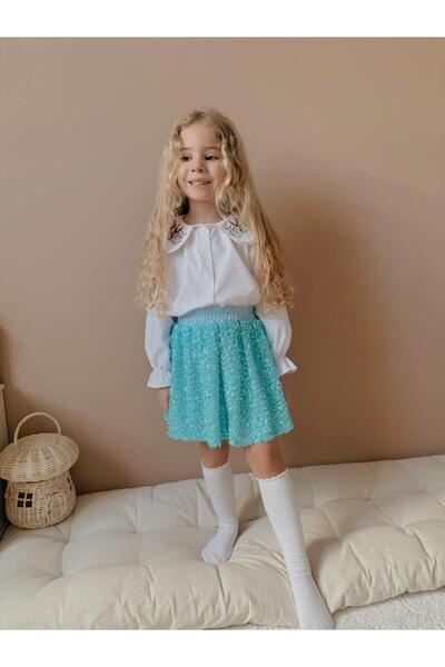 baume clothes Girl's Sequin Skirt Shirt Top-Bottom Set