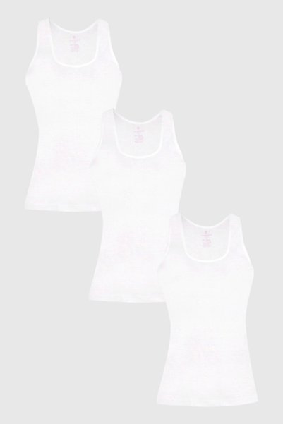 Ceylanoğlu Women's Ribbed Satin Wide Strap Undershirt 3 Pack 1677